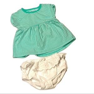 CAT & JACK STRIPED TOP + SWEET EYELET RUFFLE BLOOMERS